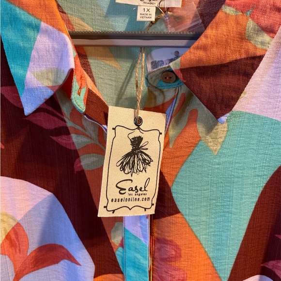 NWT- Last One! Easel Aqua Coffee Dress Bohemian Retro - Size 3X - Picture 4 of 4